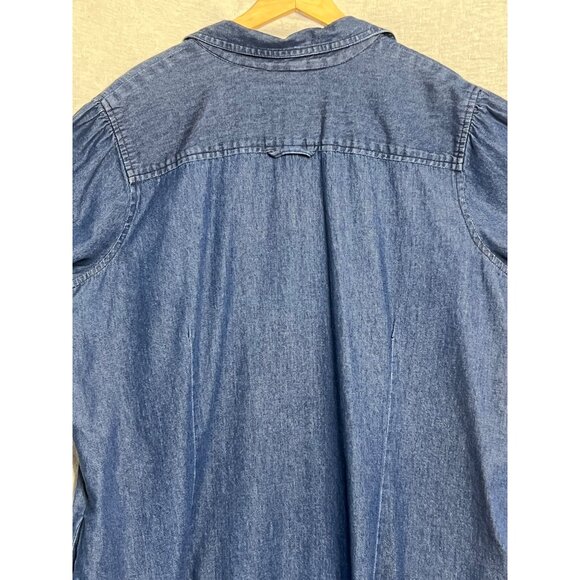 Denim 24/7 Women Plus Size 22W Blue Denim Casual Dress Waist Tie Cotton Comfy - Picture 13 of 16
